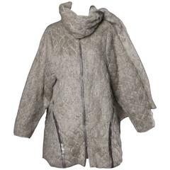 Claude Montana Vintage 1980s Mohair, Wool + Leather Oversized Cocoon Coat 11