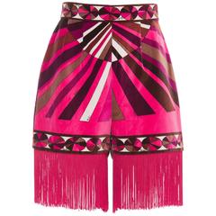 Emilio Pucci Velveteen High Waisted Hot Pants With Fringe Trim, Circa 1970's 6