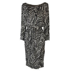 Saint Laurent zebra print two pieces skirt silk ensemble, circa 1980