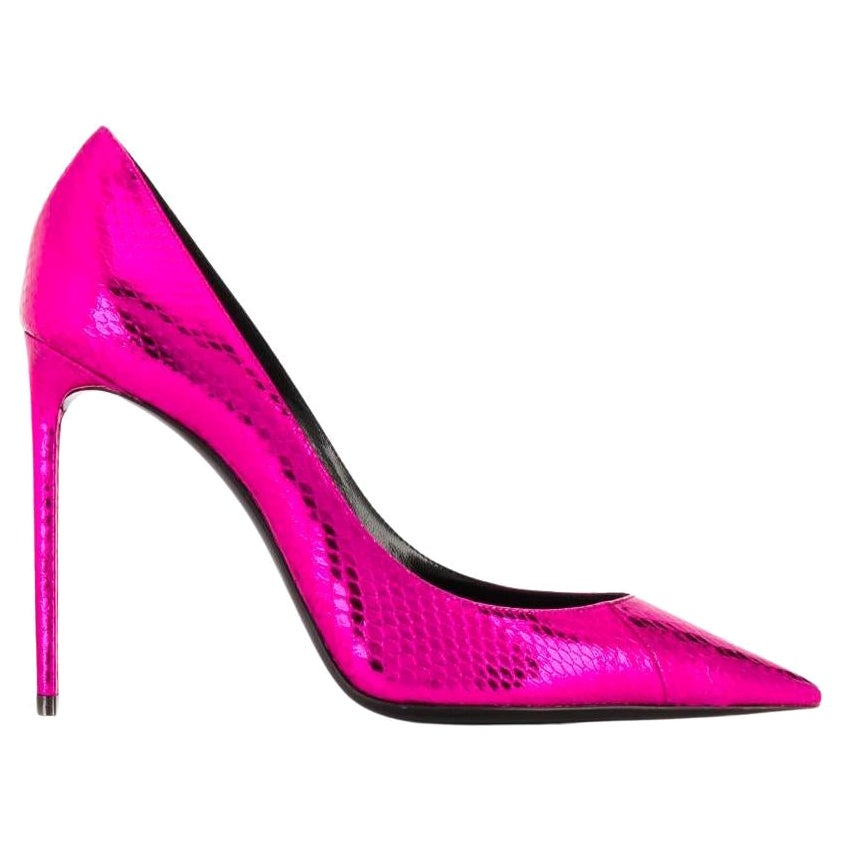 Saint Laurent Metallic Pink Leather Tribute Platform Sandals Size 39.5 at 1stDibs