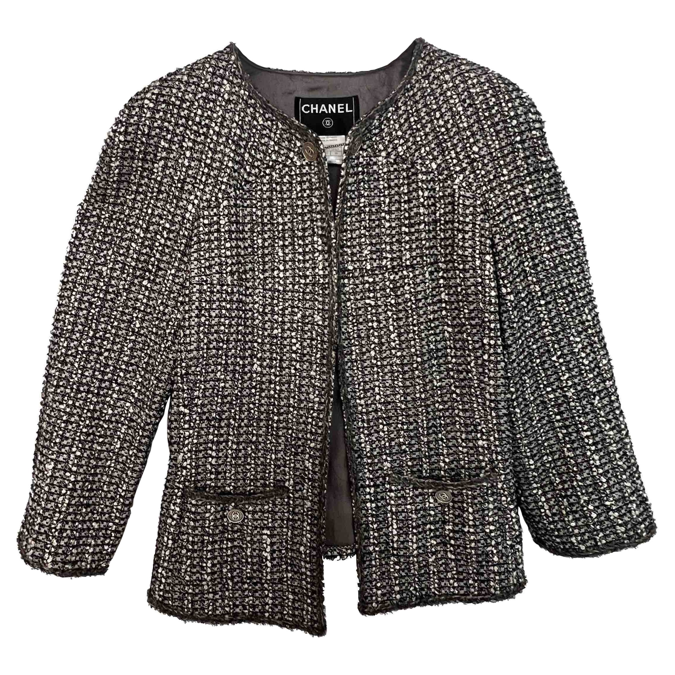 CHANEL Jacket in Grey Tweed Size 40fr