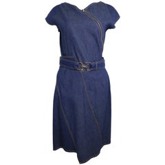Christian Dior - Robe sans manches asymétrique ceinturée