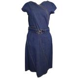 Christian Dior Asymmetrisches ärmelloses Kleid aus Denim mit Gürtel
