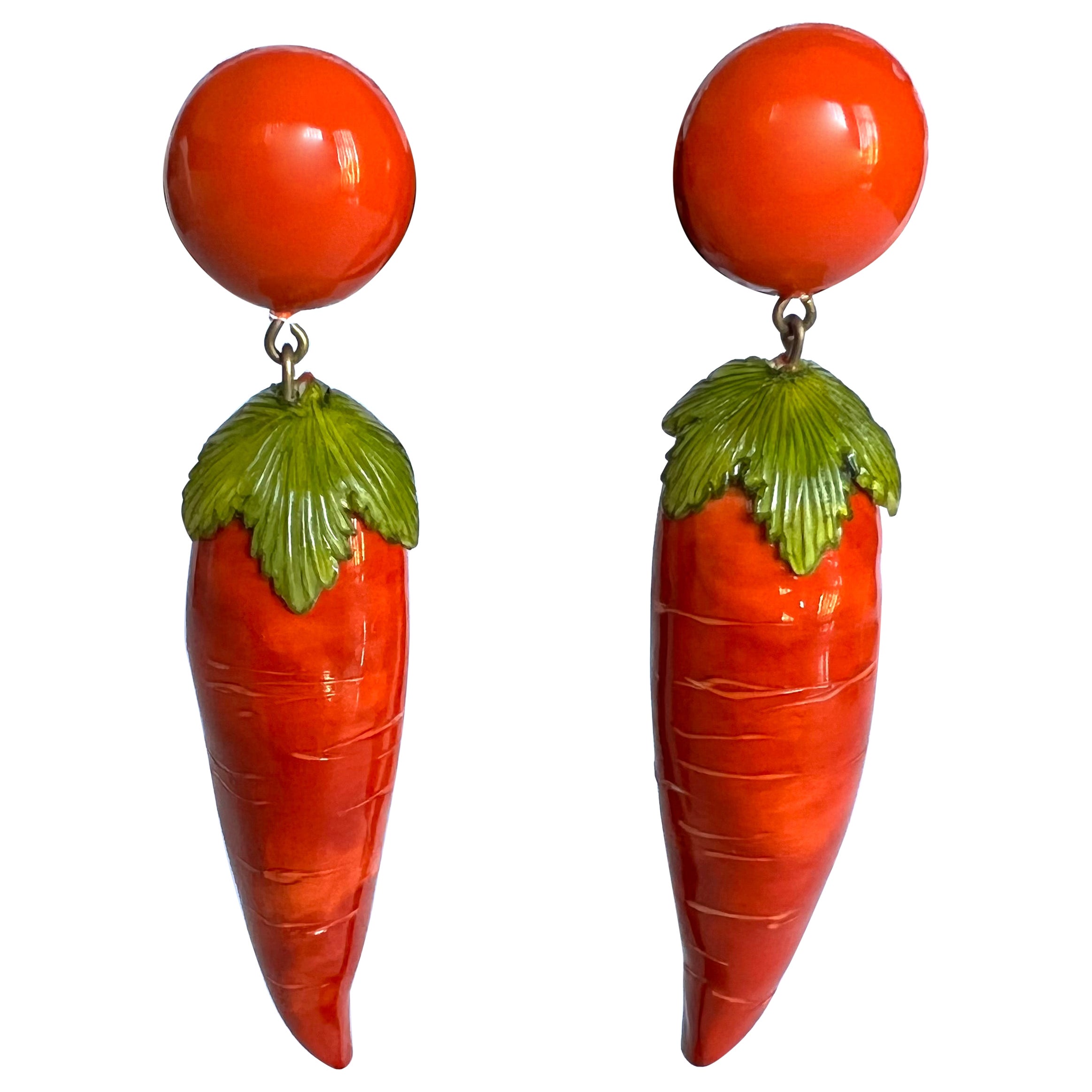 Oversized Carrot Statement Earrings  For Sale