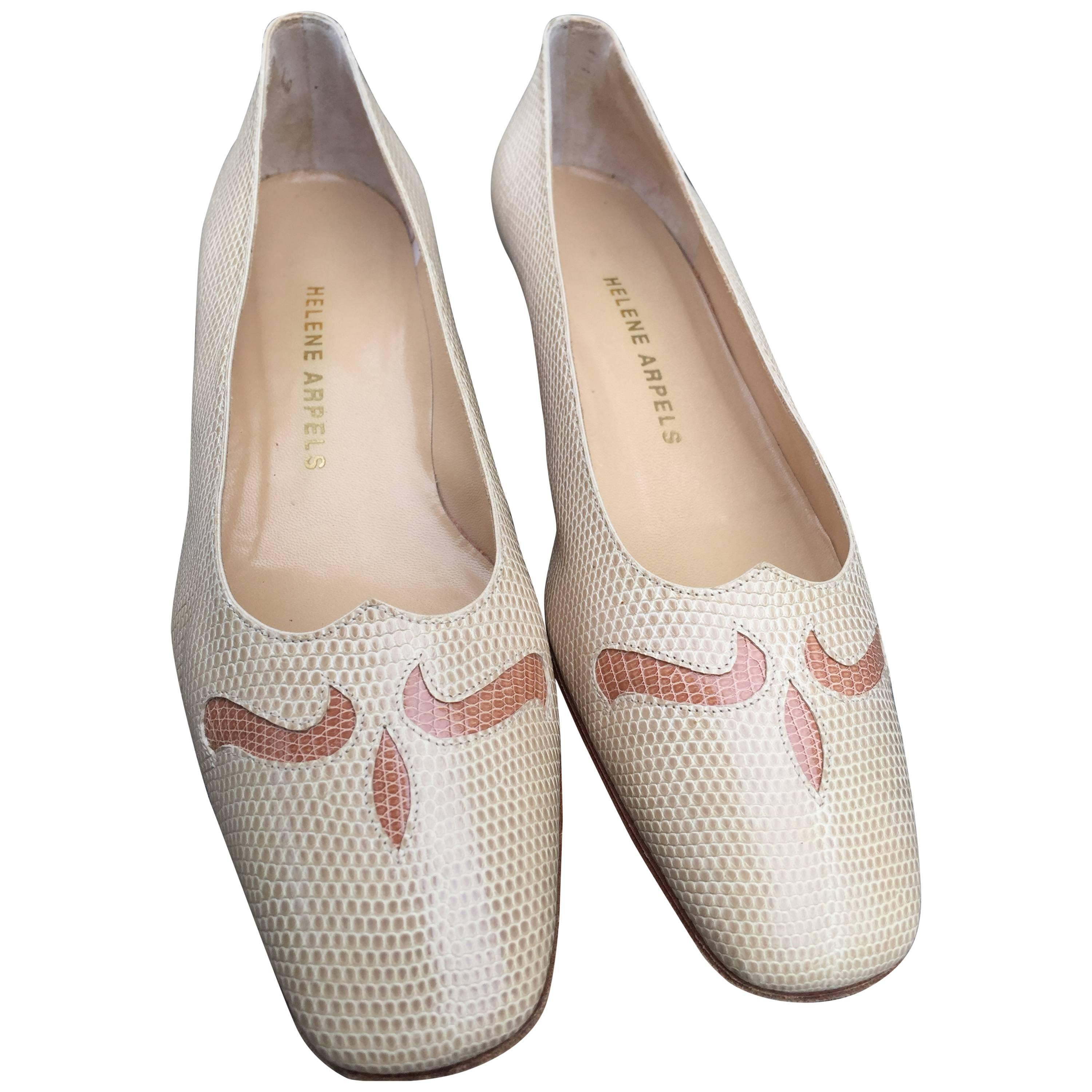 Helene Arpels Couture, Paris Two Tone Lizard Flats For Sale