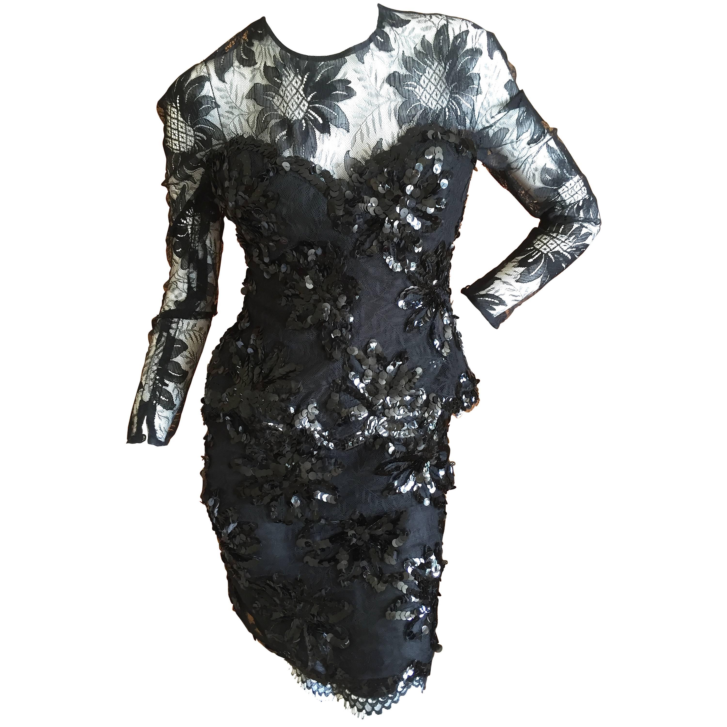 Christian Dior by Gianfranco Ferre Sequin Lace Cocktail Dress For Sale