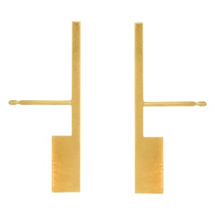 Sterling Silver Gold Plated Short Perspective Earrings