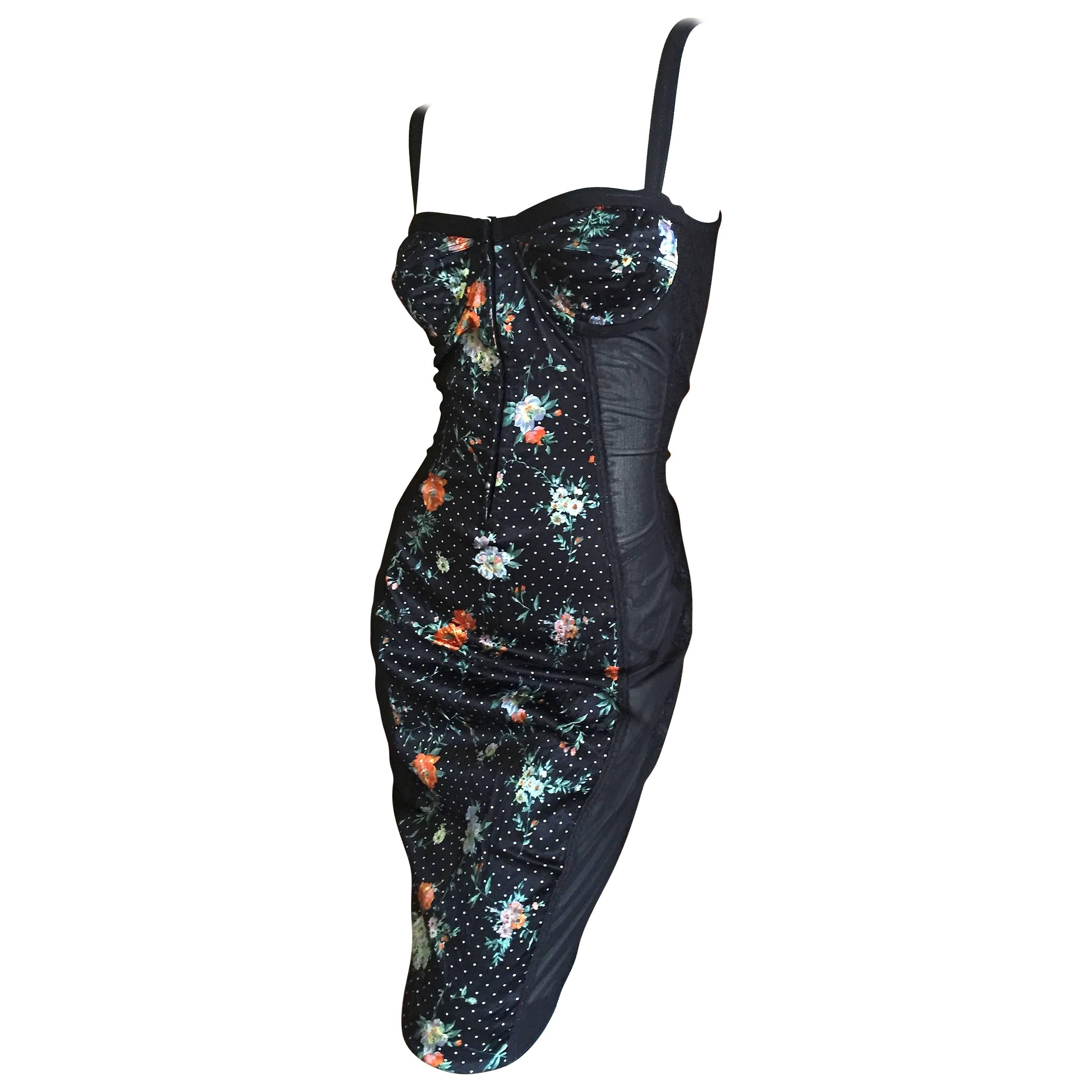 D&G Dolce and Gabbana Floral Dress w Sheer Inserts at 1stDibs