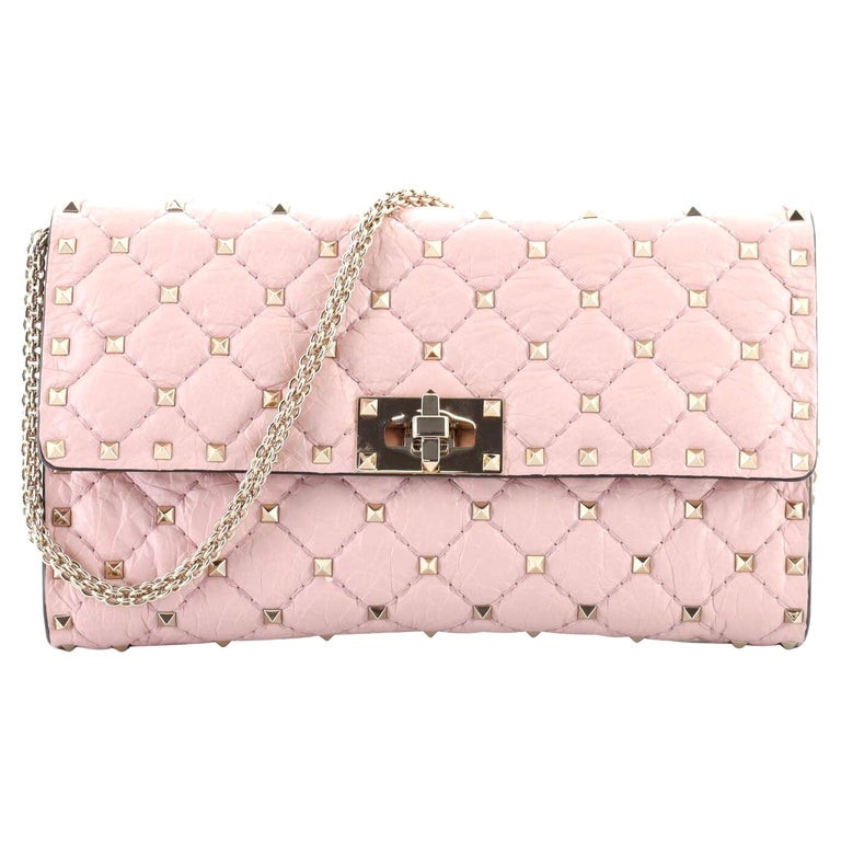Valentino Rockstud Spike Wallet on Chain Quilted Leather Small at 1stDibs