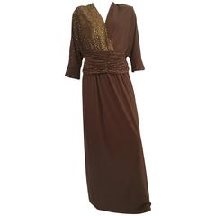 Lillie Rubin 1980s Brown Gown Size 12.
