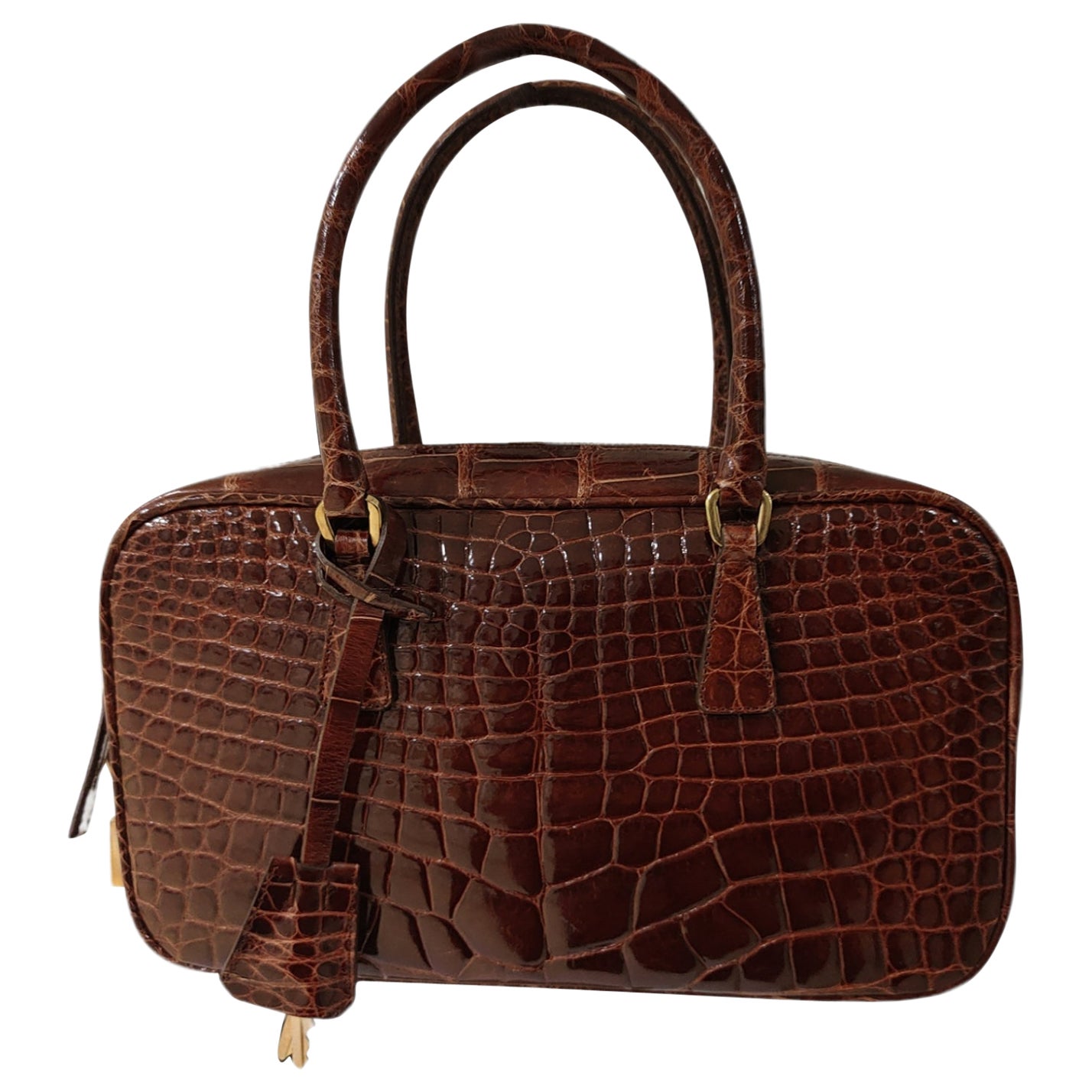 Prada brown crocodile bag For Sale