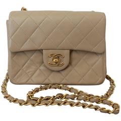 Chanel Beige Lambskin Single Flap Classic - GHW -1989