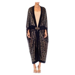 MORPHEW COLLECTION Black & Gold Silk Lurex Lamé Cocoon Made From 1970'S Fabric 