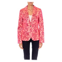 1980S Hot Pink Metallic Silk Blend Jacquard Jacket