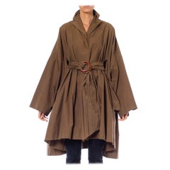 1990S ROMEO GIGLI Camel Brown Cotton Swing Back Trench Coat With Belt