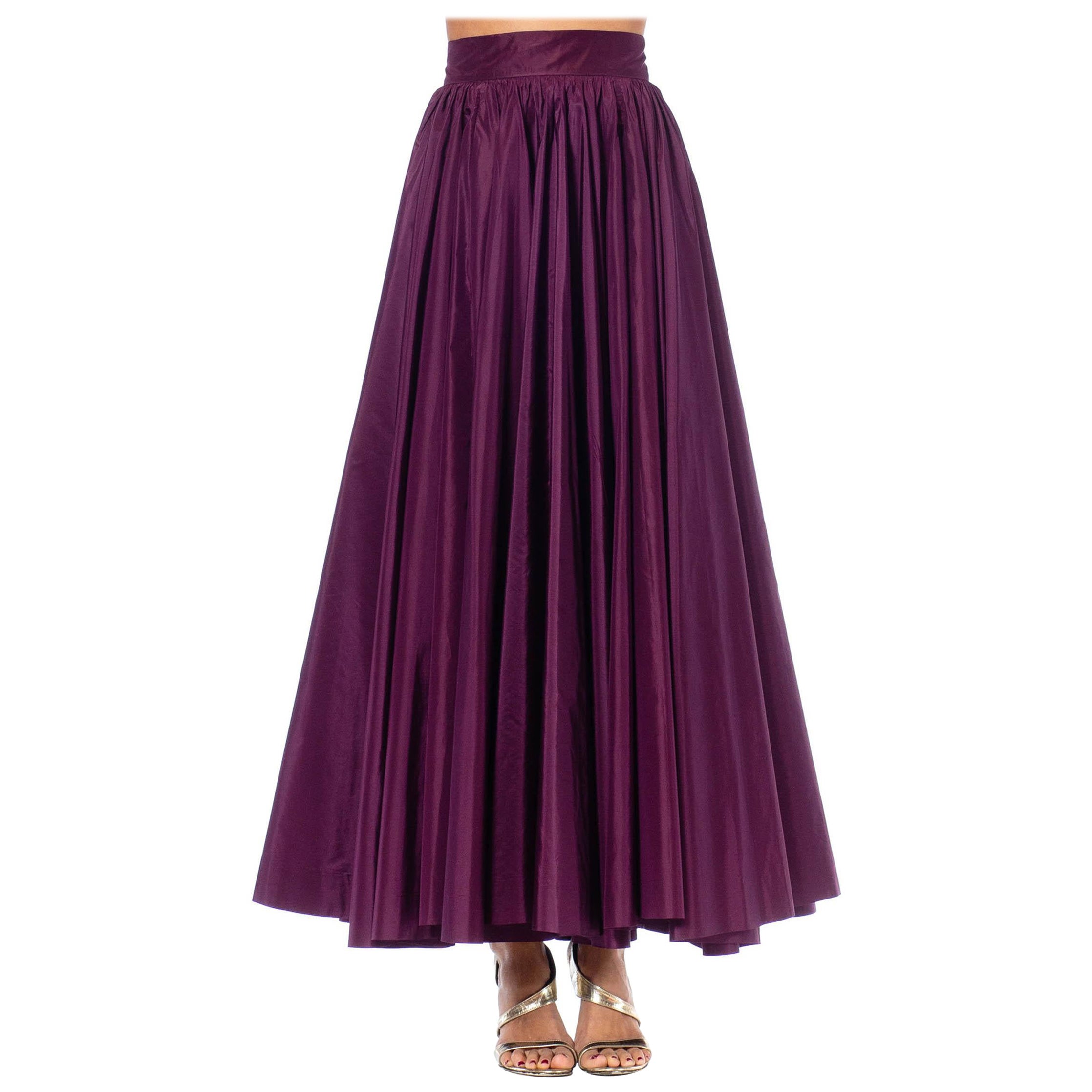 1970S Purple Silk Taffeta Evening Skirt In The Style Of YSL For Sale