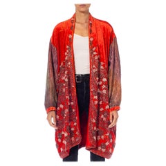 1920S Red Silk Velvet Beaded Opera Coat From Paris
