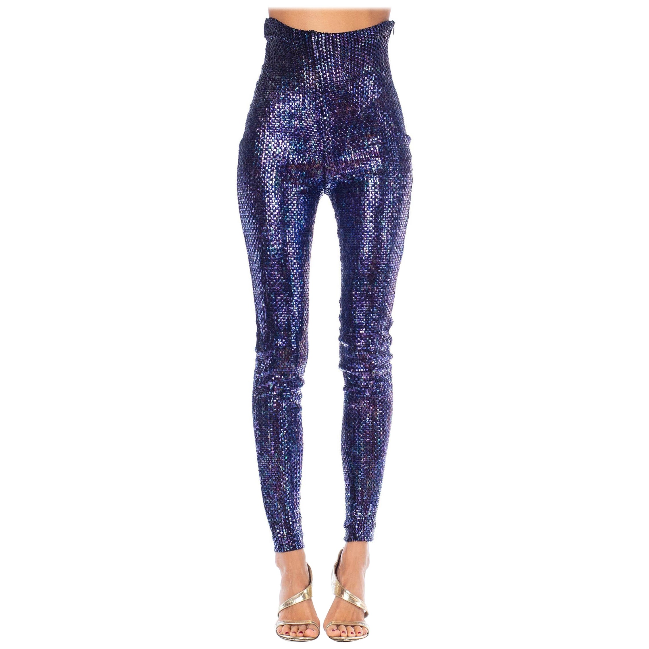 1990S ROMEO GIGLI Purple Viscose and Spandex Fully Sequined High-Waisted  Pants For Sale at 1stDibs