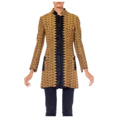 Veste haute couture des années 1960 brodée en soie d'inspiration indienne couleur pêche, fabriquée en