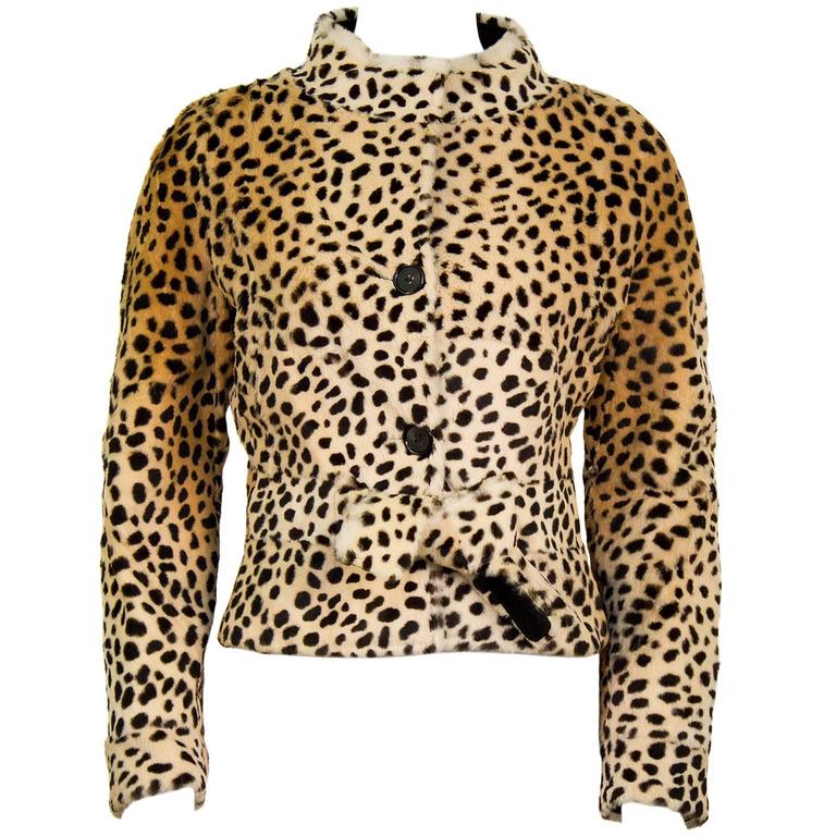 1990's Valentino Leopard Print Lapin Jacket For Sale at 1stDibs