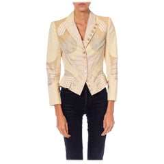 2000S ALEXANDER MCQUEEN Cream Cotton Patchwork Jacket