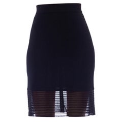 1980S HERVE LEGER Black Poly/Viscose Mini Body-Con Skirt