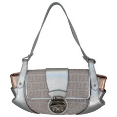 Fendi Silver & Rose Gold Leather with Monogram Handbag - SHW