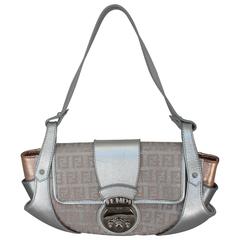 Fendi Silver & Rose Gold Leather with Monogram Handbag - SHW 8