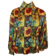 Christian Lacroix Silk Multi-color Floral Printed Blouse - 38