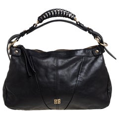 Givenchy Black Leather Ruched Hobo