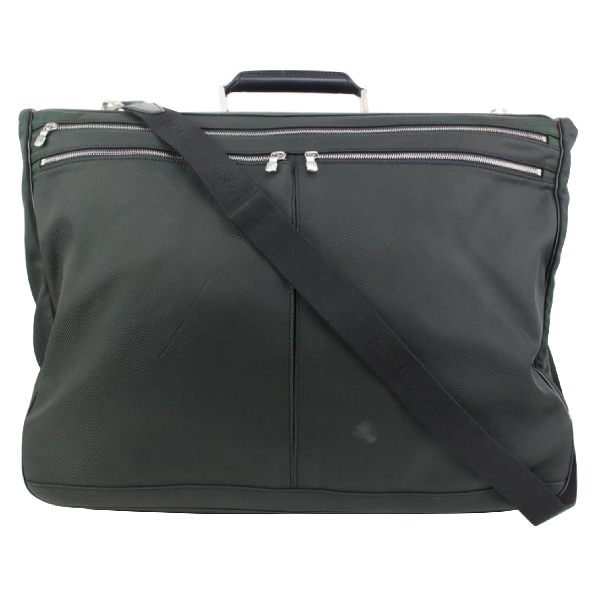 Louis Vuitton Green Nylon x Taiga Leather Santore Ardoise Garment Travel Bag 
