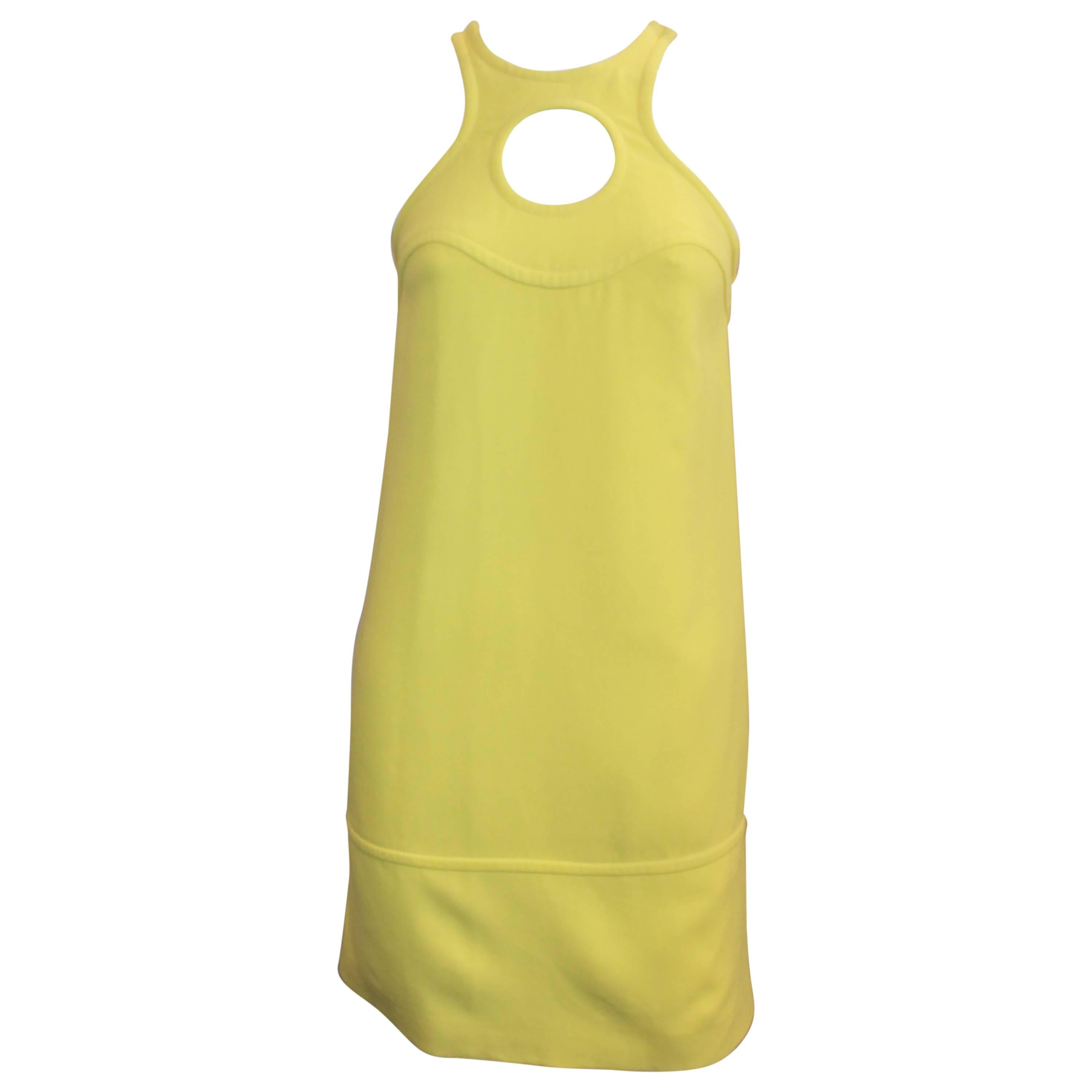 Emilio Pucci New Yellow Halter Dress with Keyhole - 38
