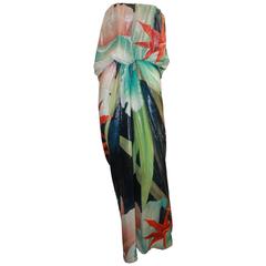 Lanvin Tropical Printed Ruched Strapless Maxi Dress - 34