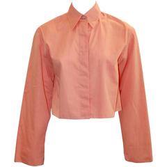 Chanel Vintage Orange Cotton Collared Cropped Top - 36 - 99P