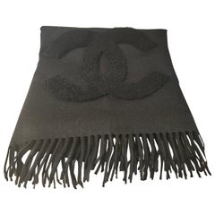 Chanel CC Black cashmere scarf