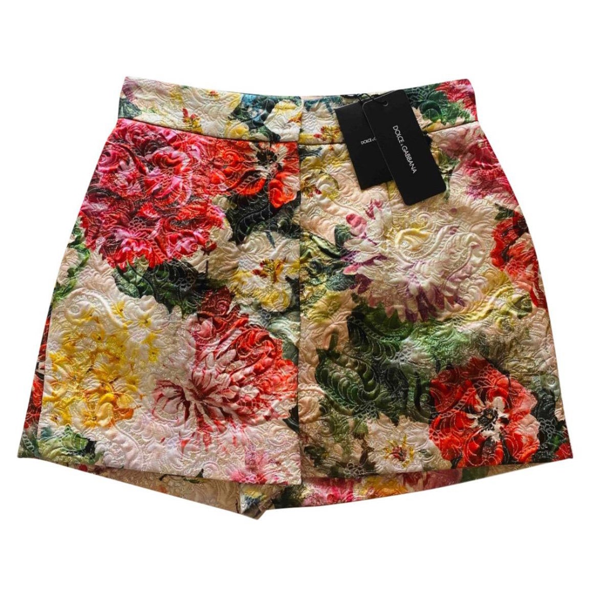 Dolce & Gabbana Rose floral printed
cotton brocade shorts For Sale