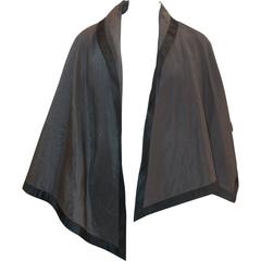 Nina Ricci Vintage Gray and Black Linen and Silk Blend Vest/Cape -  44