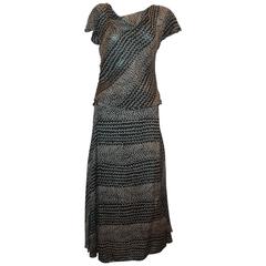 Chanel Black & Tan Silk Chiffon Printed Top & Skirt Set - 40 - 99P 4
