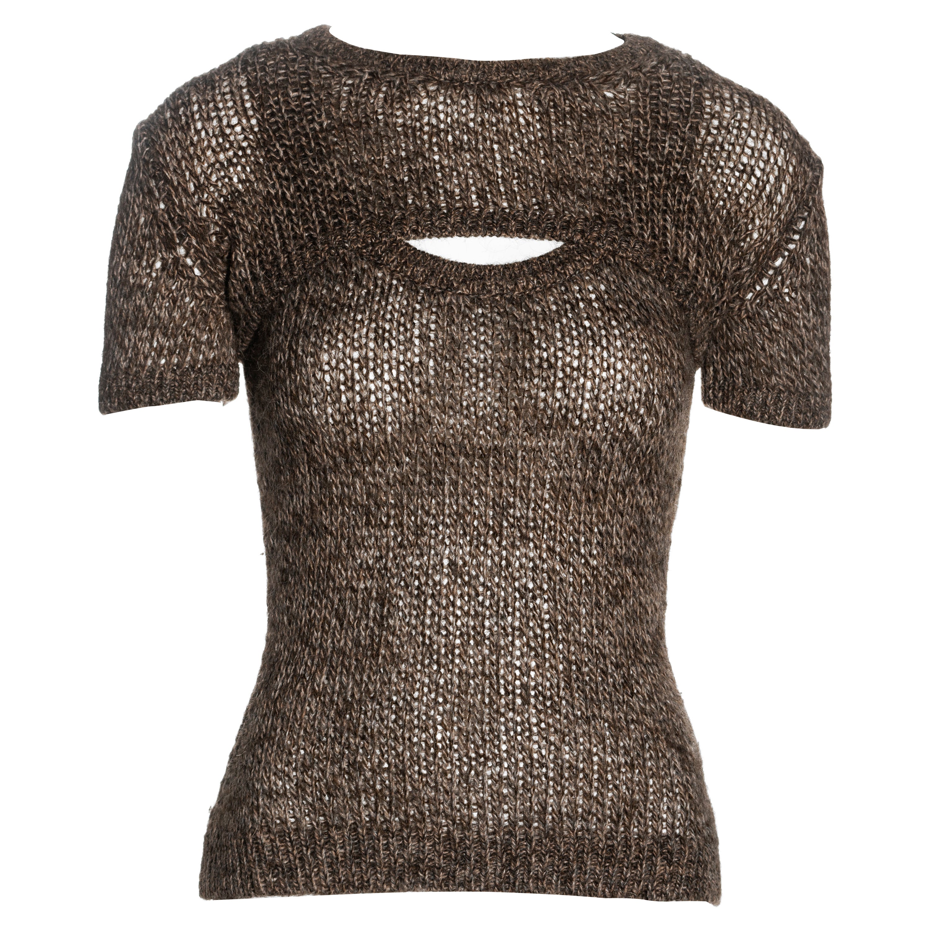 Dolce & Gabbana Braunes Strick-Tank- und Crop-Top-Set, 1999 im Angebot