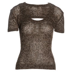 Used Dolce & Gabbana brown knitted tank and crop top set, ss 1999