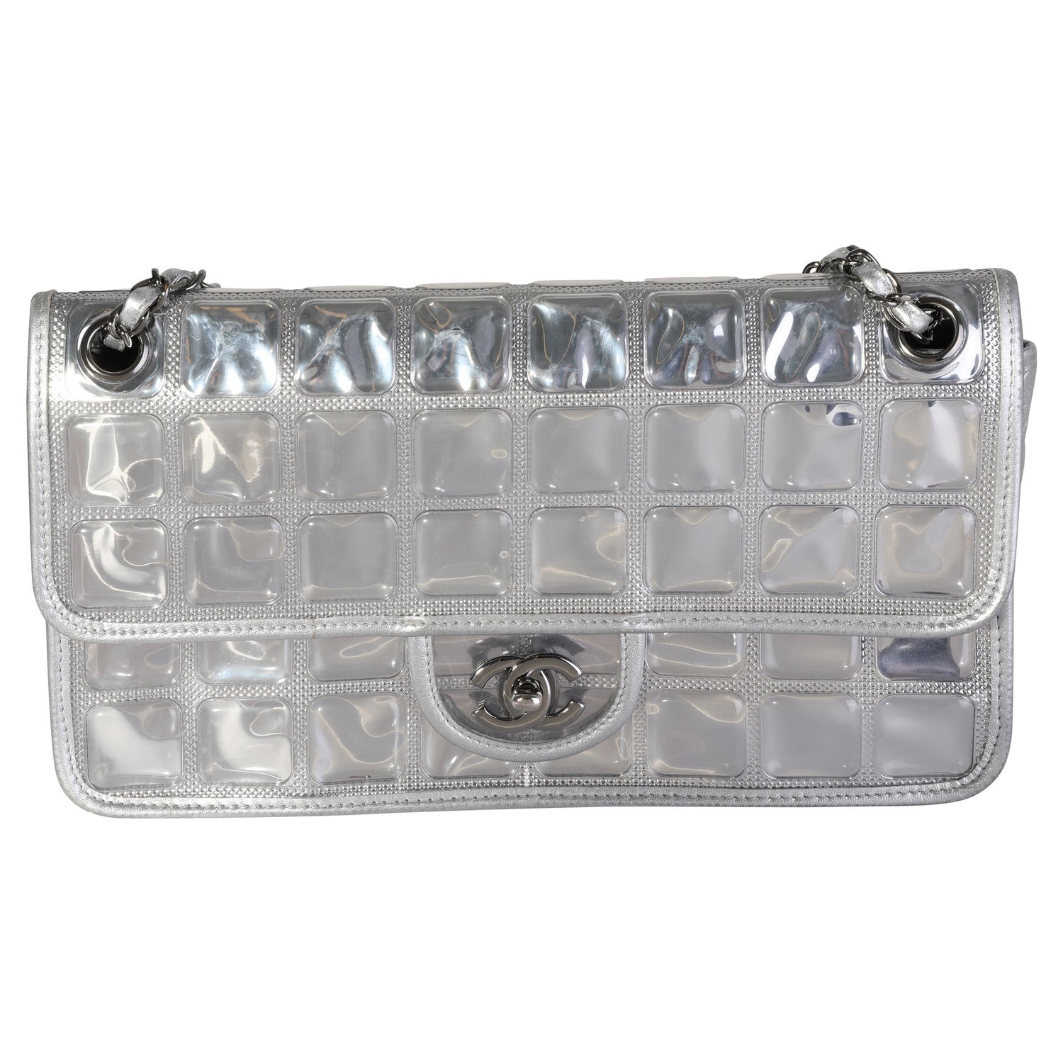 Chanel Silver Ice Cube Flap Bag For Sale at 1stDibs