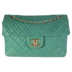 Chanel Green Quilted Lambskin Soft Maxi Single Flap Bag
