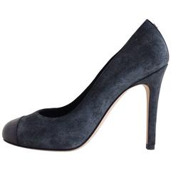 Chanel Grey Suede Cap-Toe Pumps 1
