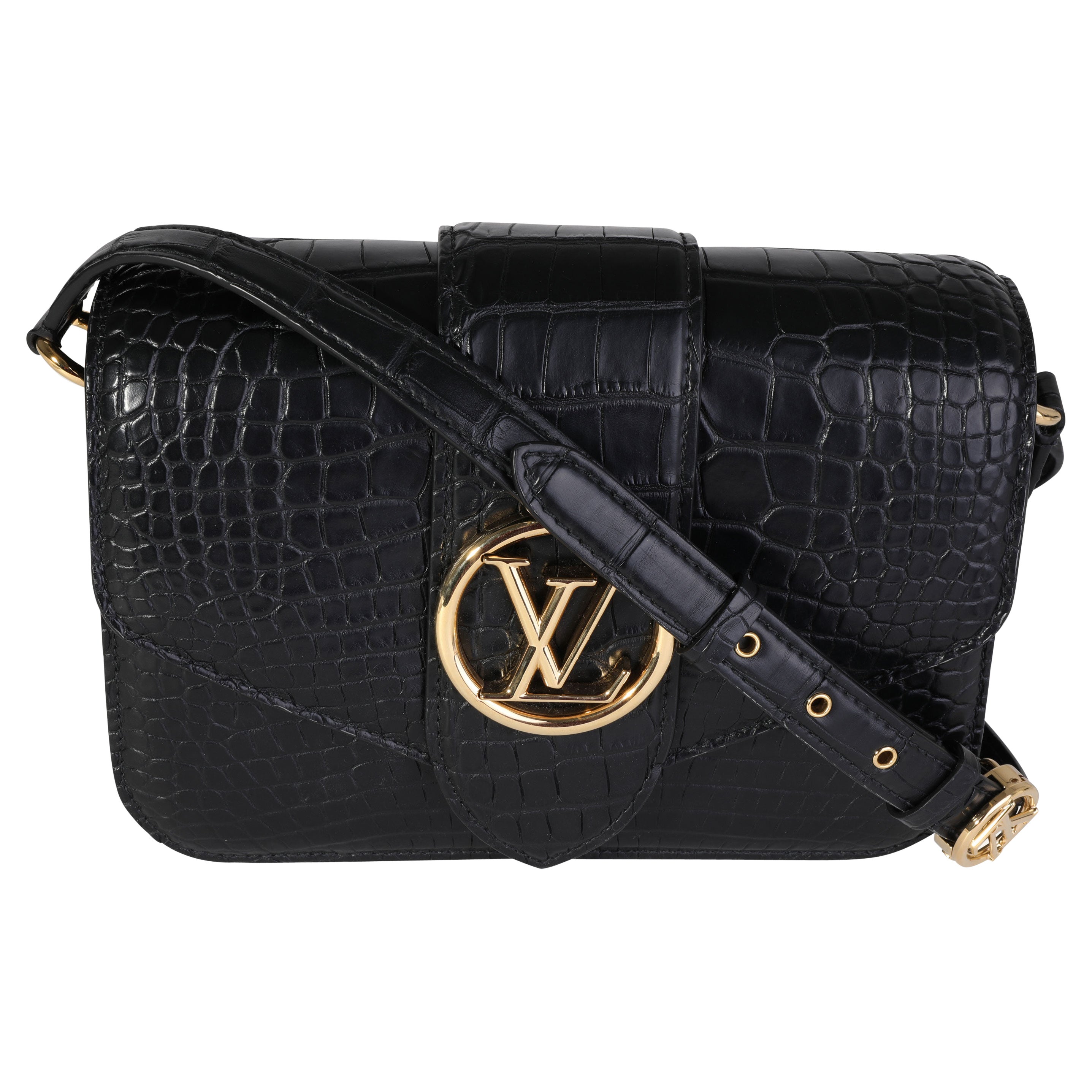 Louis Vuitton Black Matte Alligator Pont 9 Bag
