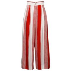 Christian Lacroix Vintage Red + White Striped Palazzo Pants