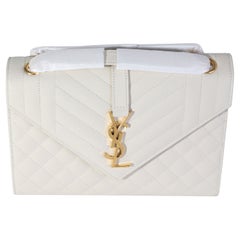 Saint Laurent Blanc Vintage Medium Envelope Flap Bag
