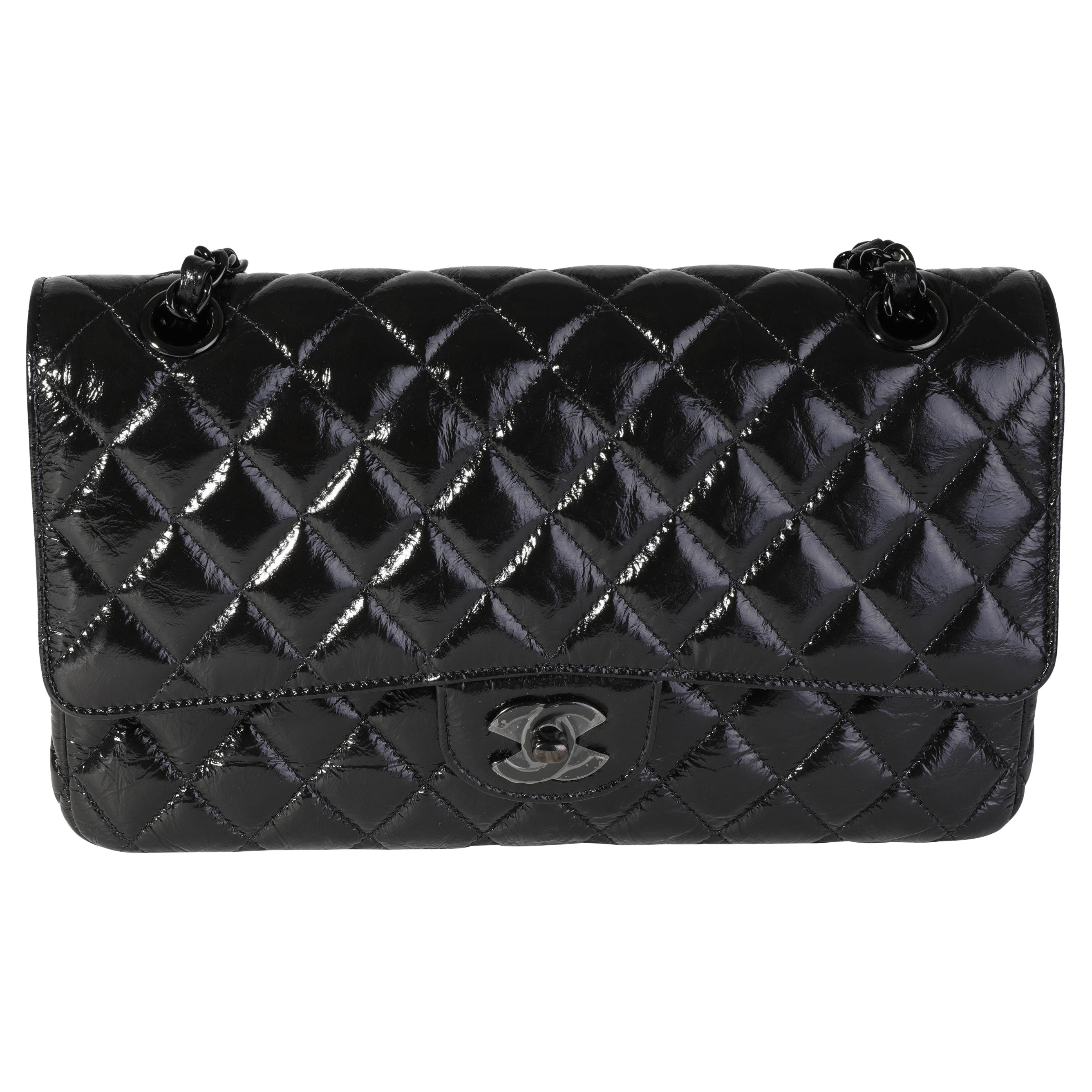 Chanel M/L Medium Classic Quilted Flap So Black Shiny Crumpled Calfski –  Coco Approved Studio