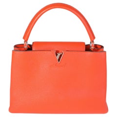 Louis Vuitton Orange Taurillon Leather Capucines MM