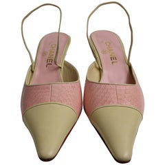 Vintage Chanel Two Tones Pointy Toe Sandals Pumps 