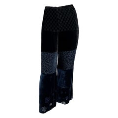 F/W 1997 Gucci by Tom Ford Runway Velvet GG Monogram Navy Black Patchwork Pants